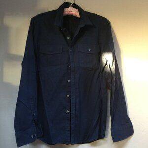 Marc Anthony Wrinkle Resistant Stretch Button Up Long Sleeve Shirt Blue Medium